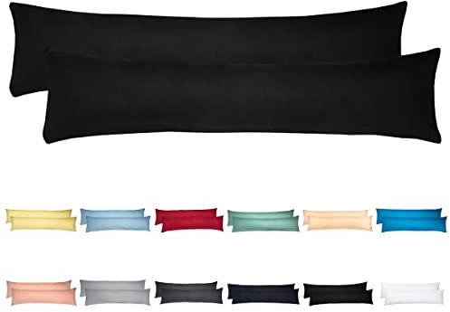 Livessa Seitenschläferkissen Bezug 40 x 145 (2er Set Kissenbezüge) - Kissenhülle mit Reißverschluss,%100 Baumwolle, Oeko-Tex Zertifiziert, atmungsaktiv, Kissenbezug für Seitenschläferkissen