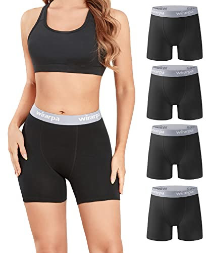 wirarpa Radlerhose Damen Baumwolle Boxershorts Hose unter Kleid Radler Lange Unterhose Schwarz 4er Pack Größe M