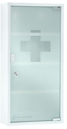 Posten Anker XXL Design Medizinschrank I Arzneischrank I Hausapotheke I Medizin Arzneimittel Schrank I Edelstahl I abschließbar I Silber I 60 x 30 x 12 cm