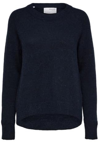 Damen Selected Rundhals Strickpullover Lockerer Feinstrick Wollpullover SLFLULU Sweater