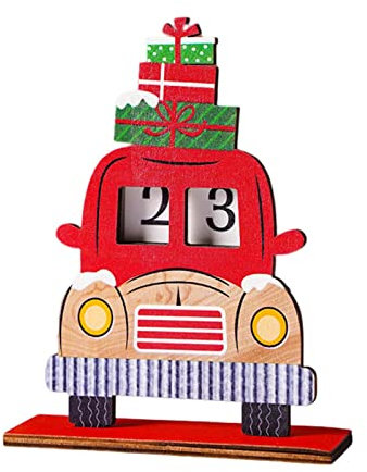 Haloppe Weihnachtsmann Adventskalender Holz Weihnachtskalender Home Party Dekoration niedlich Anti-deformiert Rot