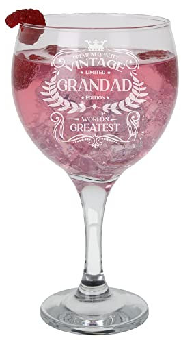 Regalo di compleanno per nonno Vintage World's Greatest Grandad Inciso Grande Gin Glass Regalo per nonni Inciso 645ml Gin Calice
