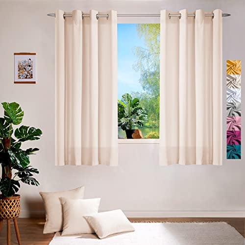 heimtexland ® Deko Vorhang Baumwolle Dekoschal Blickdicht Einfarbig Ösenschal Gardine Typ849 Natur HxB 145x140 cm