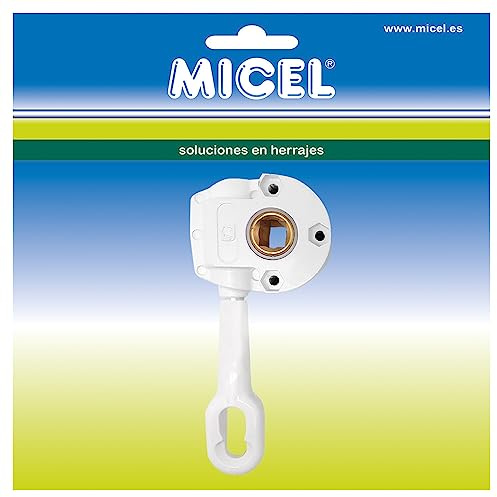 MICEL - 92551 Markisen-Aufrollmaschine mit Kurbelkupplung, langer Haken 110 mm, 1:11 Mechanismus, für gerade Markisen, weiß, 77 x 35 x 175 mm