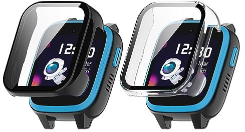 Mayfun 2 Stück Displayschutz Hülle für Xplora XGO 3 Schutzhülle, Rundum Hülle mit Schutzfolie, TPU Vollschutz Cover, Anti-Kratz Case Displayschutzfolie - Transparent + Schwarz