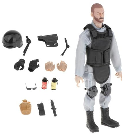 JISADER Realistisches Polizeisoldaten-Modellset. Modellsoldaten im Maßstab 1:6, Actionfigur, Actionfiguren-Spielset, GRAU