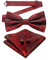 JEMYGINS Herren Fliege mit Cashewblütendesign Retro-Design mit Manschettenknöpfen und Einstecktuch,Rosen-Rumba-Rot