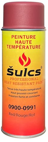 Peinture Professionnelle Haute Température 900°c - Aérosol 400ml - Rouge Ref. 0991 - Haut Pouvoir Couvrant - Barbecue Braséro Four Poêle à bois Insert Cheminée Mécanique Auto Moto Radiateur ŠULCS BBQ®