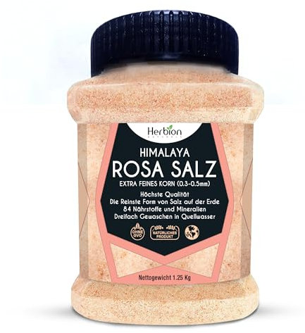 Herbion Himalayan Pink Salt Dal Pakistan - 1.25 kg-Grana fine, OGM Free, Chemical Free, Vegan-Kosher Certified, Natural