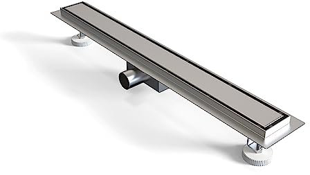 AICA Desagüe lineal de ducha de acero inoxidable plano con Rejilla y panel largo invisible de canaleta de suelo de baño (70cm, Alicatable)