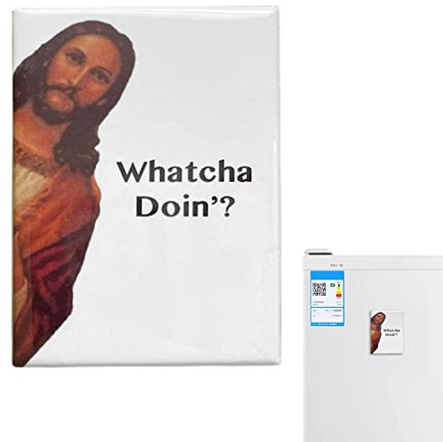 Meindin Funny Jesus Magnet | House Refrigerator Magnets | Funny Whiteboard Jesus Magnet, Creative Whatcha Doin Jesus Magnets Locker Accessories For Magnet Boards Fridge School Home Decor