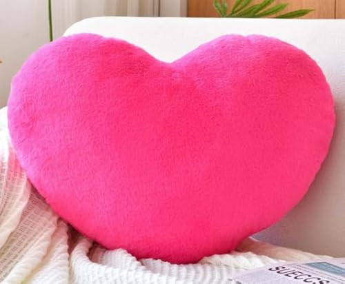 ODIWEN Cuscino decorativo Forma Di Cuore, Cuscino Decorativo per la Camera dei Bambini, Cuscino a Forma di Cuore, Cuscino in Peluche per Divano (Rosa Rossa)