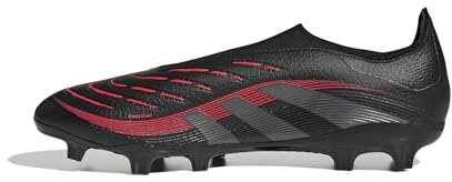 adidas Unisex League Laceless Firm Ground/Multi Ground Football Boot, Core Black/Grey Four/Lucid Red, 46 2/3 EU