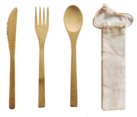 Rxuaw Juego de Utensilios y Cubiertos de Viaje de bambú Juego de Cubiertos Reutilizables con Bolsa de Almacenamiento para Acampar al Aire Libre, excursiones, Senderismo