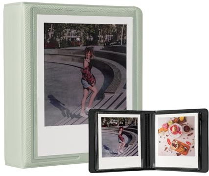 iFreak Polaroid Photo Album, 32 Pockets for Instax Square Film. Mint Green | Compatible with Polaroid i-Type/600, 3.5x4.25 inch films and Instax Wide/Square photos. Clear pockets keep photos organized.