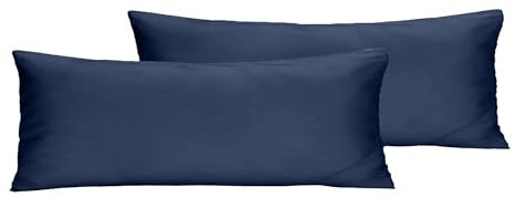 Set de 2 Fundas de Almohada 45x150 cm - Microfibra 100%, Suaves y Transpirable, Fundas de Cojín con Cierre de Cremallera, Ideal para Decoración del Hogar - Azul Oscuro