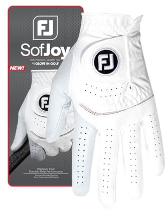 FootJoy Men's SofJoy Golf Glove, White, Medium, Worn on Left Hand