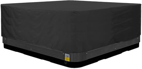 Couverture pour Bain à Remous Extérieur, Housse de Protection pour Spa en Tissu Oxford 210D Imperméable Anti-poussière Bache de Piscine Carrée,Noir,220x220x85cm