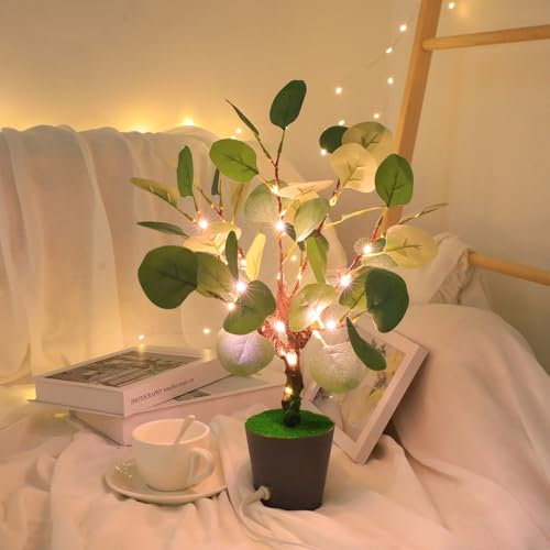 Tuzsocr LED Palmen Baum Licht,Lichterbaum Für Innen Deko,Funkelnder Beleuchteter Künstliche Baumlampe,Warmweiß,USB-Betrieben,für Tischdekoration für Wohnzimmer Party Schlafzimmer Büro (Stil 4)