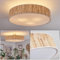 HOFSTEIN Deckenleuchte Foggia, Deckenlampe aus Metall/Schilfgras/Kunststoff in Nickel-matt/Natur/Weiß, runde Leuchte im modernen Boho-Design (Ø 60 cm), E27, Esszimmer, Wohnzimmer, Schlafzimmer, Küche