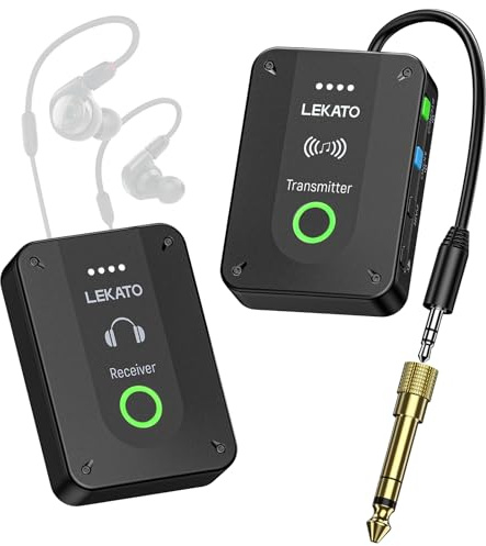 LEKATO Wireless in Ear Monitor System, 2.4G Stereo IEM System Low Latency with Transmitter Beltpack Receiver Auto-Pairing,One to More, in-Ear Monitoring for Church,Studio,Band,Live Performance