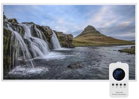 Hocosyme Infrarotheizung Bild 450W mit Fernbedienung - Wasserfall | Infrarot Wandheizung, Bis 120°C in 1-3 Min mit Überhitzungsschutz, Geeignet für Schlafzimmer,Büro,Küche,Badezimmer.