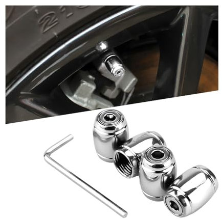 JNNJ 5 Stücke Kupfer Anti Diebstahl Autoreifen Ventilkappen, Anti-Diebstahl Autoreifen Ventilkappen, Diebstahlsicherung Autoreifen Ventilkappen, Reifen Luftventilkappen Schraubenschlüssel(Silber)