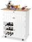 FIVMEN Küchenschrank mit Rollen Weiß Kücheninsel mit Arbeitsplatte Küchenwagen Servierwagen aus Holz inkl. Weinregal Mobile Küchenregal Kitchen Cabinet, 85x70x40 cm