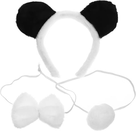Alipis Panda Tierkostüm Jungen und Mädchen Plüschbär Stirnband Pelzbär Ohren Stirnband für Cosplay Party