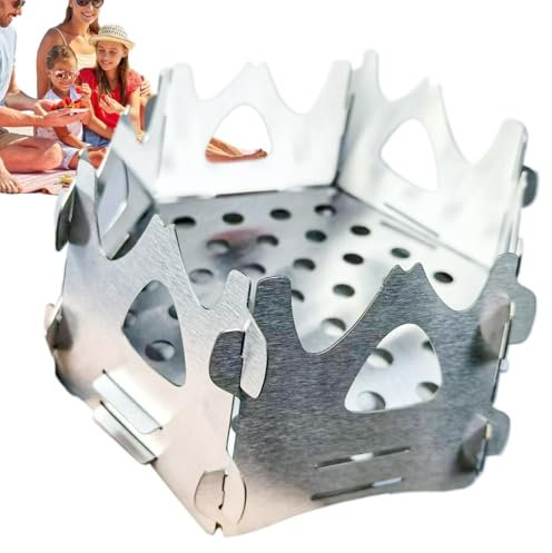 Petit poêle à bois, poêle à bois de camping | Réchaud amovible en acier inoxydable | Bois de chauffage Poêle à charbon et paille Équipement d'exploration des voyageurs avec sac à dos