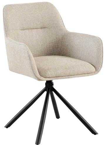 CLP Stuhl Tipton Stoffbezug I Schwenkbarer Esszimmerstuhl mit Stoffbezug I Polsterstuhl mit Rückenlehne I Küchenstuhl, Farbe:Taupe