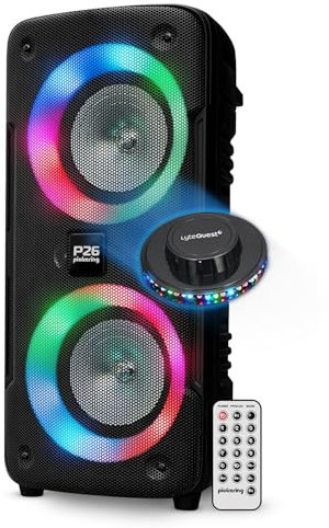 Enceinte Sono DJ Autonome sur Batterie à LED - Panther P26-300W, Bluetooth USB SD, 4 Modes Equaliseurs, Lumière OVNI LED