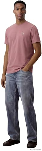 Calvin Klein Herren T-Shirt Kurzarm Classic Monogram Tee mit Rundhalsausschnitt, Rosa (Brilliant Pink), L