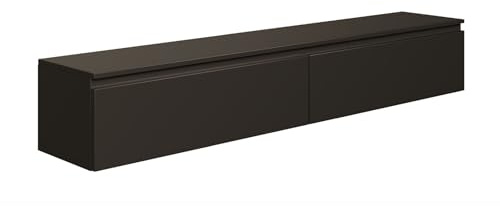 Selsey Hängeboard Bemmi 28,4x175x31,8 cm, Minimalistisches TV Lowboard, Schwarz, Hochwertige Spanplatte mit ABS-Kanten, Zwei Klappenfächer,Melaminbeschichtet, Ideal fürs Wohnzimmer