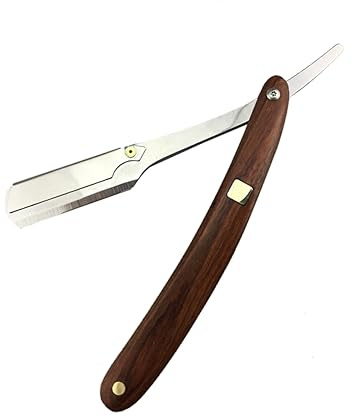 SOIMISS Vintage Metallrasierer mit Holzgriff Klappbar und Tragbar Sicherer Handrasierer für Herren mit Feinem Haar und Koteletten für Reisen und Friseursalons