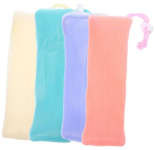 NIYANGLE 4 Pièces Filet pour Savon Sachet de Rangement pour Savon de Toilette Pochettes pour Moussant Filet Sacs pour Exfoliant