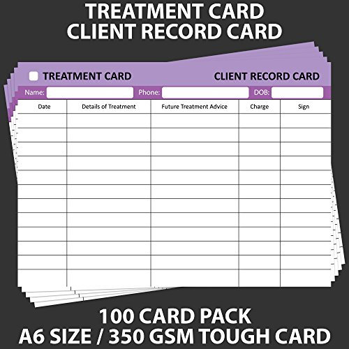 Posh Panda 100x Treatment Additional Client Record Card for Nail/Beauty/Hair/Massage A6