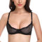 WingsLove Sexy Bra Sheer Wired See Through Soft 1/2 Half Demi Cup Unlined Bralette Lace Mesh (Black 32DD)