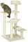 PawHut Árbol para Gato Rascador Poste para Arañar con Cama Plataforma con Manta de Sisal 50x50x100cm Terciopelo Beige