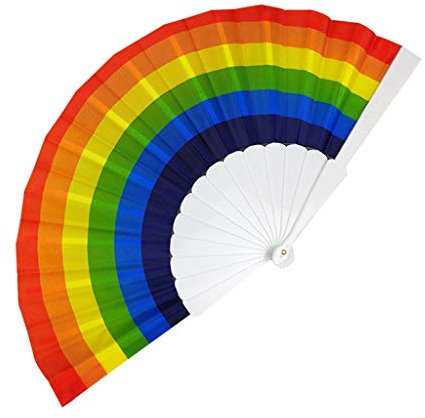 Lazzboy Regenbogen Handfaltfächer Tanzfächer Für Hochzeits Mottoparty Dekoration Tanz Faltfächer Farb Hand Fächer Sommer Zusatz Partei(B)