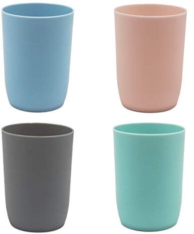 Topsky 4 Stück zahnputzbecher,zahnputzbecher Kinder,zahnputzbecher Set,trinkbecher Kunststoff,für Erwachsene,Jugendliche und Kinder (280ml, Mehrfarbig)