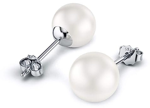 925 Sterling Silber 6mm Zuchtperlen Ohrringe Hypoallergene Perlen Ohrstecker