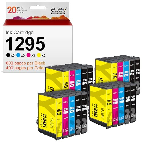 ejet T1295 Multipack Druckerpatronen Kompatibel für Epson T1295 T1291 T1292 T1293 T1294 Workforce WF-3520 WF-3540 WF-7525 WF-7515 Stylus SX235W SX425W SX435W SX445W SX535WD BX630FW 20er-Pack
