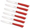 Tredoni 6 Cuchillos de Cocina - Cuchillo Serrado 11cm de Acero Inoxidable Italiano de Verduras/Filetes/Mesa, Punta Redondeada (Rojo)
