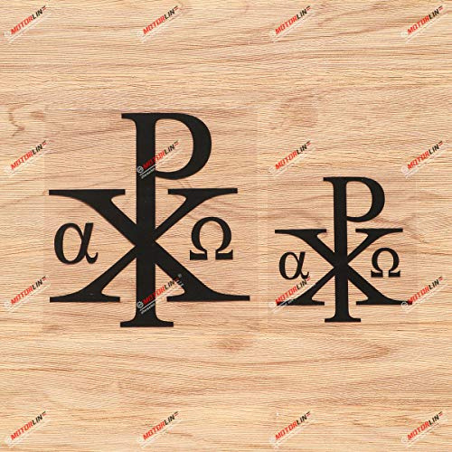 Chi-Rho Christogramm Jesus Christus Alpha Omega Aufkleber Vinyl Sticker - 2er-Pack Schwarz, 10,2 cm, 15,2 cm - Ohne Hintergrund für Auto Boot Laptop