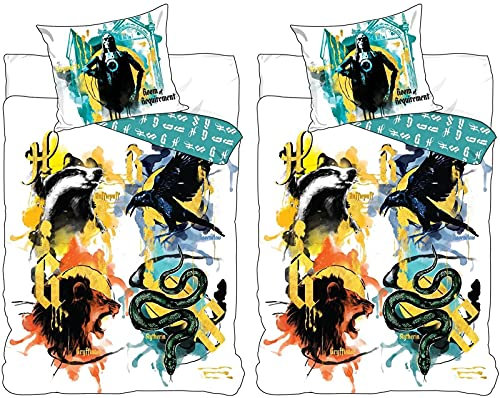 Harry Potter & Lord Voldemort - Partner-Bettwäsche-Set für 2 Personen 135x200 80x80 Hogwarts