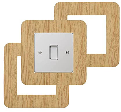 3 Count Acrylic Single Light Switch Surround Socket Switch Sticker Cover Solid Color - Nature Wooden Color