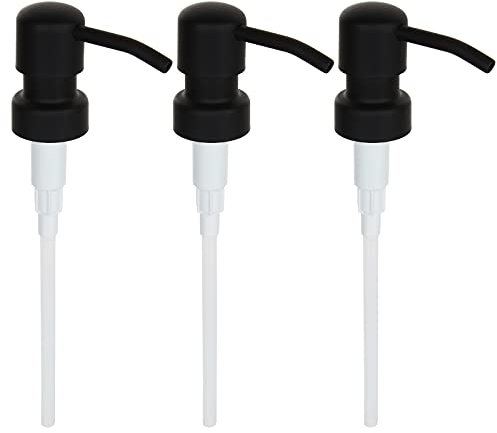 SENENQU 3pcs Soap Dispenser Pump Replacement, Stainless Steel Replacement Pump for Soap Dispenser, Black Bottle Pump Head with 28mm Thread for Liquid Lotion Jars Bottles
