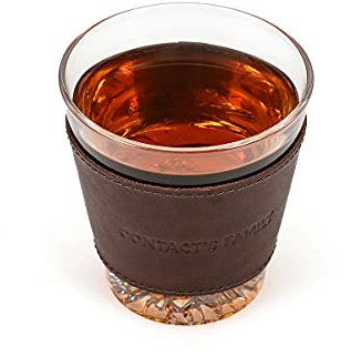 Hiram Genuine Leather Whiskey Glass Cup Holster Wine Glass Cup Leather Cover 3.5inch Glass Leather Wrap
