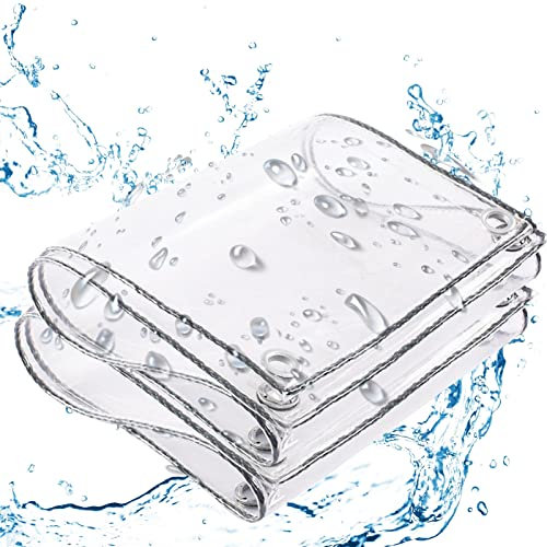 CDDUOLA Abdeckplane Klare mit ösen, 0,3mm PVC Wasserdicht Transparente Wetterfest Plane, Strapazierfähige Faltbar Gemüseabdeckung für Pavillon Gartenmöbel Pflanzen, 450g/m²